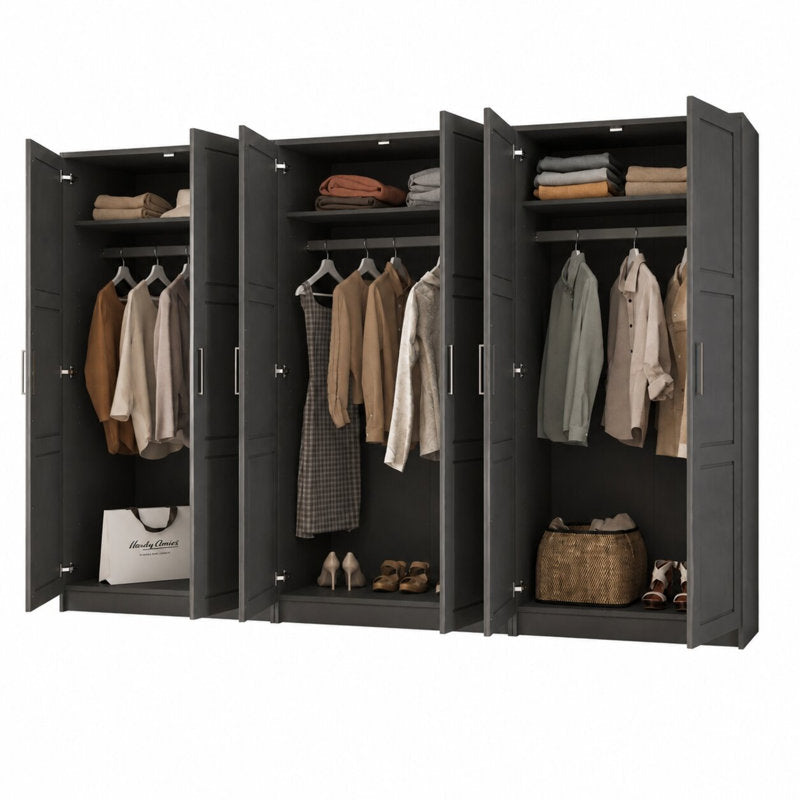 Extra Large 100% Solid Wood 6-Door Wardrobe Closet System