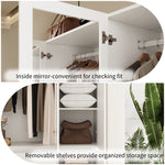 71.1" Armoire Wardrobe with 3 Drawers, Mirror & LED Light