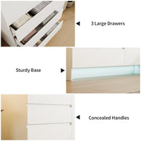 71.1" Armoire Wardrobe with 3 Drawers, Mirror & LED Light