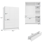 71.1" Armoire Wardrobe with 3 Drawers, Mirror & LED Light