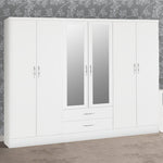 Gaytes Modern 6-Door Wardrobe with Mirrors, High Gloss Finish