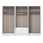 Gaytes Modern 6-Door Wardrobe with Mirrors, High Gloss Finish