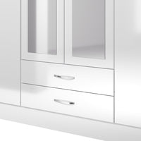 Gaytes Modern 6-Door Wardrobe with Mirrors, High Gloss Finish