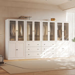 126"W Modern Fluted Glass Armoire with Soft-Close Doors