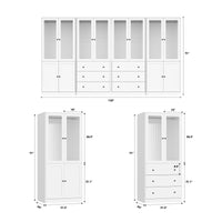 126"W Modern Fluted Glass Armoire with Soft-Close Doors
