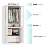 126"W Modern Fluted Glass Armoire with Soft-Close Doors