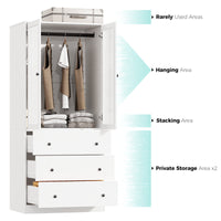 126"W Modern Fluted Glass Armoire with Soft-Close Doors