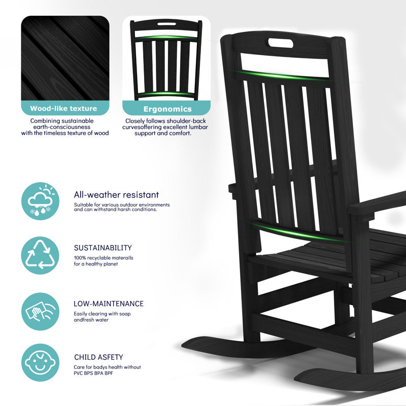 All-Weather HDPE Rocking Chair with High Back
