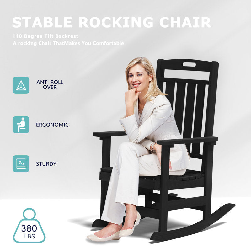 All-Weather HDPE Rocking Chair with High Back