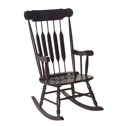 Solid Rubber Wood Rocking Chair with Contoured Back