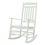 Solid Wood Outdoor Rocking Chair with Slatted Back