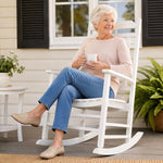 Solid Wood Outdoor Rocking Chair with Slatted Back