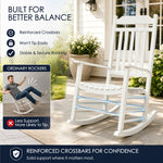 Solid Wood Outdoor Rocking Chair with Slatted Back