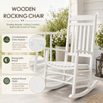 Solid Wood Outdoor Rocking Chair with Slatted Back