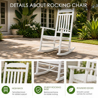 Solid Wood Outdoor Rocking Chair with Slatted Back