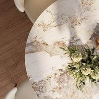 Boston Natural Stone 5D Printed Top 6 Seater Dining Table Set