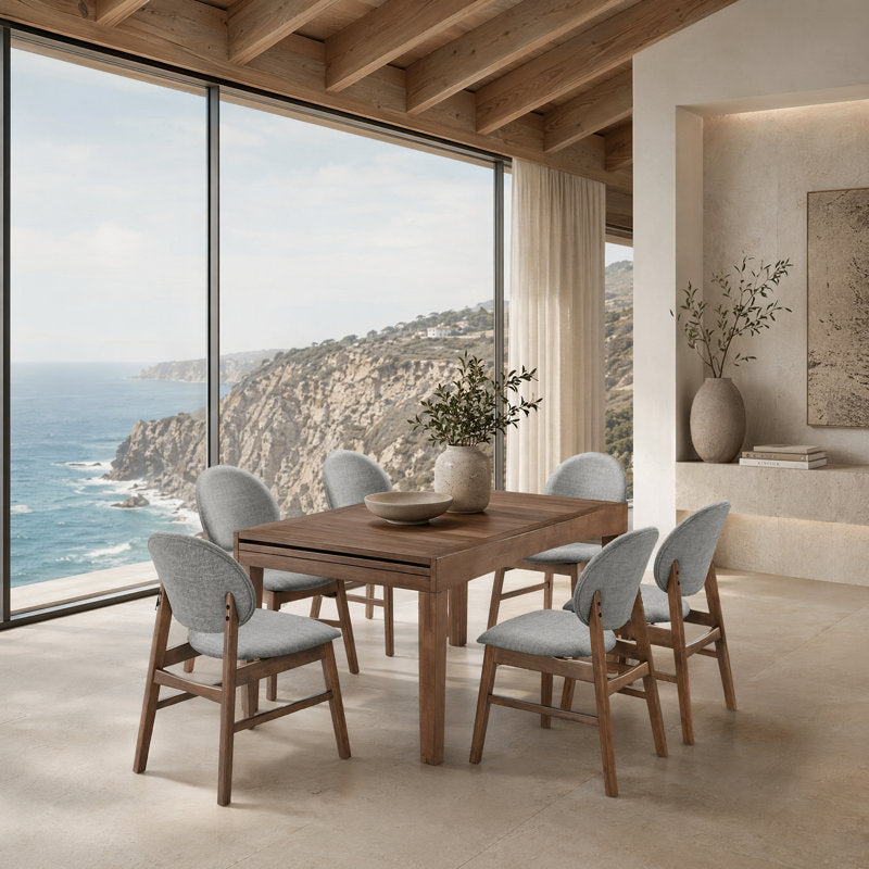 Johor Glass Extendable 6 Seater Dining Table Set with Chairs