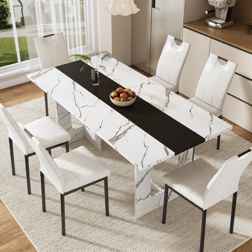 Texas American Marble 6 Seater Dining Table Set