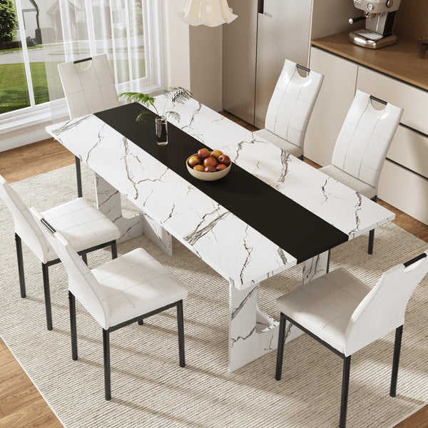 Texas American Marble 6 Seater Dining Table Set