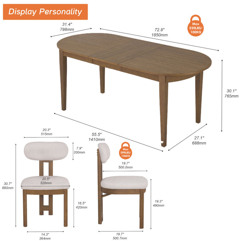 Chicago Smart Top 6 Seater Dining Table Set with Chairs