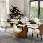 Italian Lucca Natural Stone 6 Seater Dining Table Set