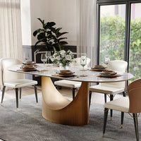 Italian Lucca Natural Stone 6 Seater Dining Table Set