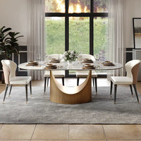 Italian Lucca Natural Stone 6 Seater Dining Table Set