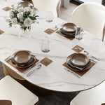 Italian Lucca Natural Stone 6 Seater Dining Table Set