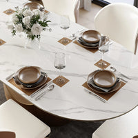 Italian Lucca Natural Stone 6 Seater Dining Table Set