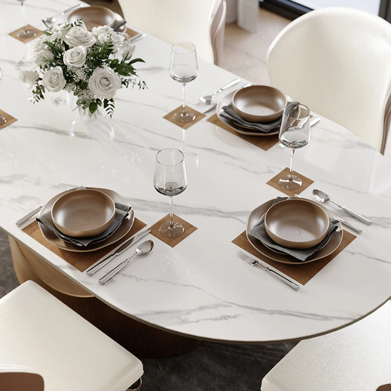 Italian Lucca Natural Stone 6 Seater Dining Table Set