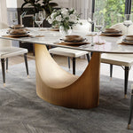 Italian Lucca Natural Stone 6 Seater Dining Table Set