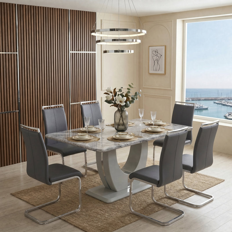 Gleam Sintered Top 4 Seater Dining Table Set