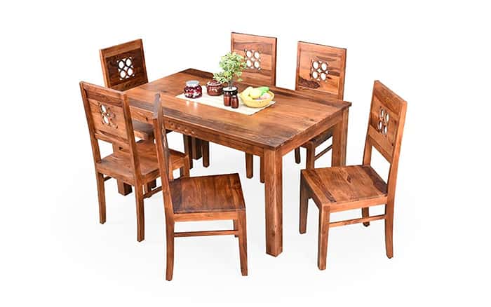 Dallas Extendable Glass 6 Seater Dining Table Set with Chairs