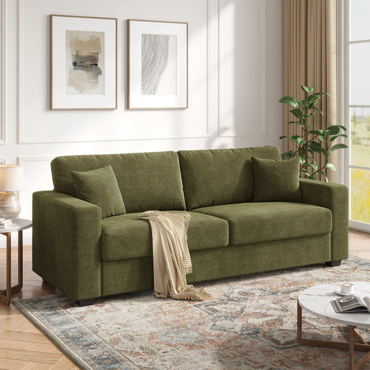 87" Chenille Fabric 2-Seater Loveseat with Wide Armrests & Pillows