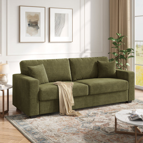 87" Chenille Fabric 2-Seater Loveseat with Wide Armrests & Pillows