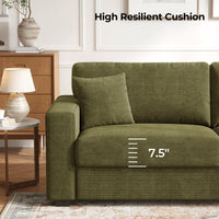 87" Chenille Fabric 2-Seater Loveseat with Wide Armrests & Pillows