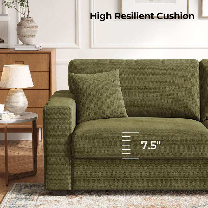 87" Chenille Fabric 2-Seater Loveseat with Wide Armrests & Pillows