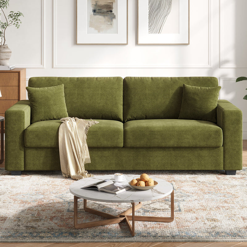 87" Chenille Fabric 2-Seater Loveseat with Wide Armrests & Pillows
