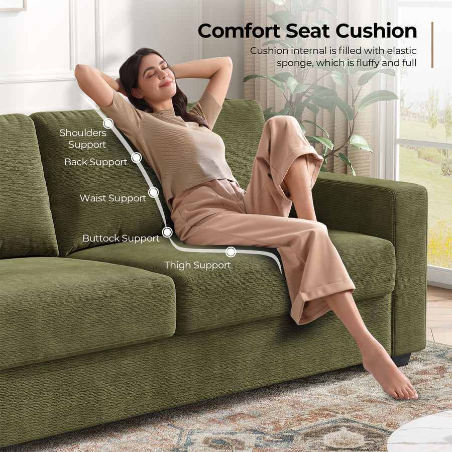 87" Chenille Fabric 2-Seater Loveseat with Wide Armrests & Pillows