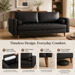 Bridgeview Leather Mid-Century Modern Upholstered Loveseat