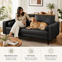 Bridgeview Leather Mid-Century Modern Upholstered Loveseat