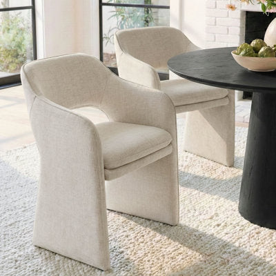 19" Upholstered Dining Armchair in Beige - Luxury Arts dining chair