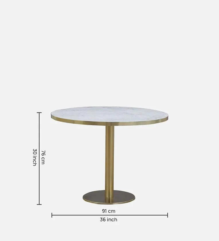 Metallic 4 Seater Dining Set In Golden Base With Porcelain Top