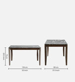 Solid Wood 4 Seater Dining Set In Marble Finish