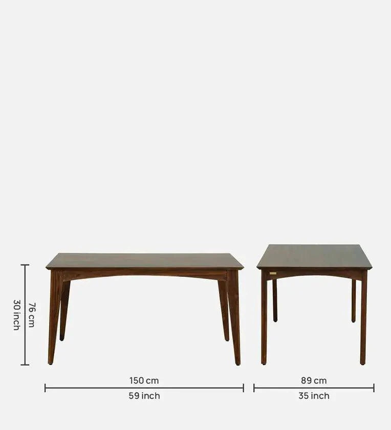 Imported Latin Teak Wood 6 Seater Dining Set In Provincial Teak Finish