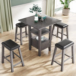 5-Pieces Counter Height Wood Kitchen Dining Table Set