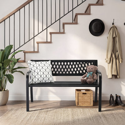 47 in. Black Iron Outdoor Bench