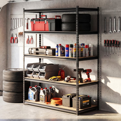 5-Tier Heavy Duty Garage Shelving Unit, 2200 LBS Metal Storage Organizer Rack, Adjustable - Organizer Rack