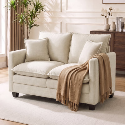 52" Chenille Upholstered Loveseat Sofa with 2 Pillows