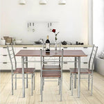 5 Piece Dining Table Set Wood Metal